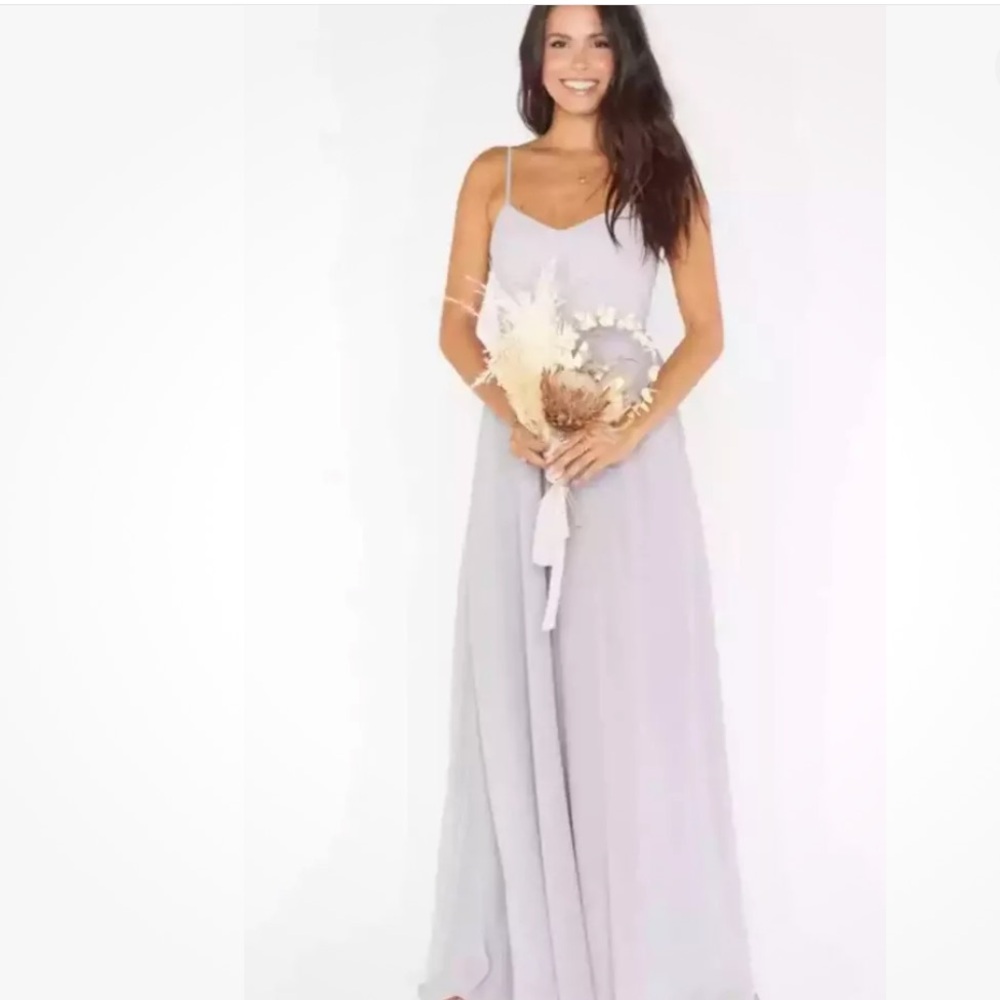 NWT NIP SHOW ME YOUR MUMU Faith Maxi Dress Dove Grey Chiffon Size: Small - Picture 1 of 5